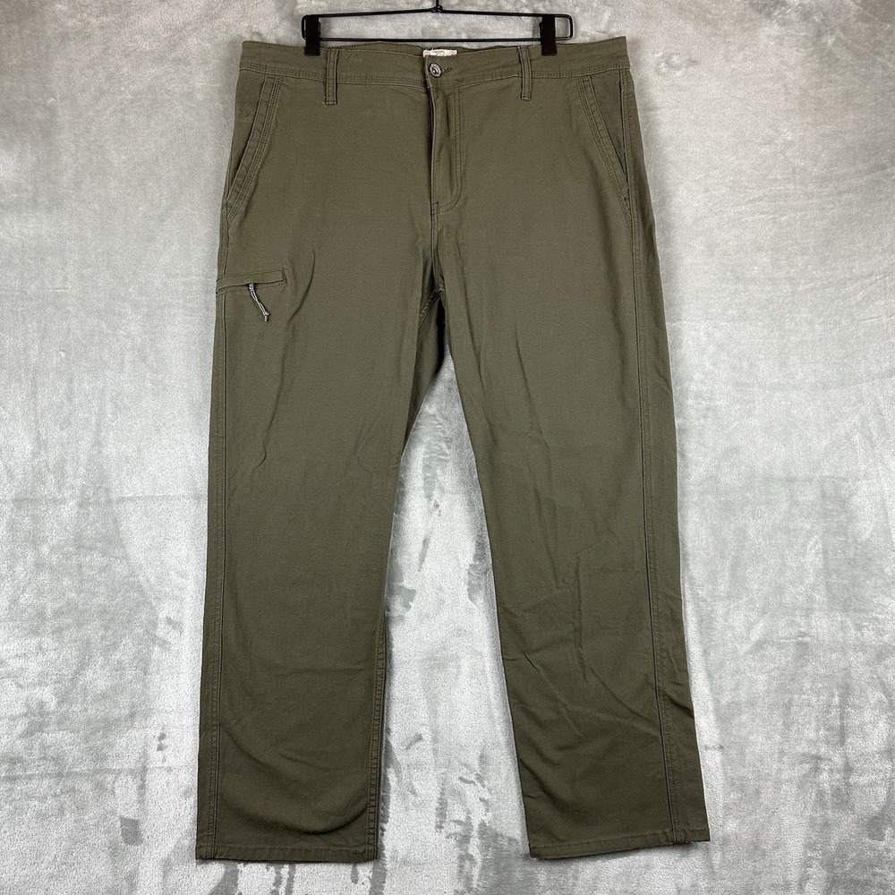 Weatherproof Vintage Pants Men's 38 x 29 Olive Green Cotton Blend Relaxed Fit